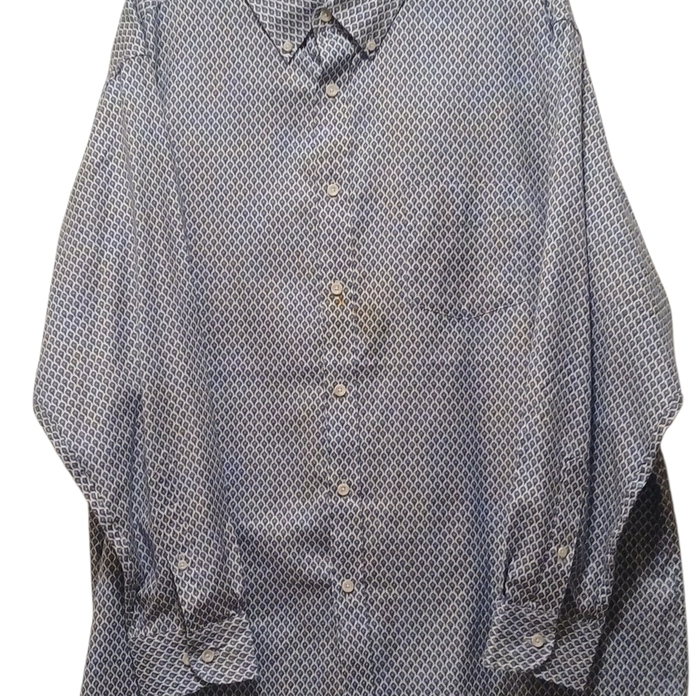 Roundtree & Yorke - NWOT White & Blue Diamond Design, Button Down Collar, XL - Picture 8 of 8